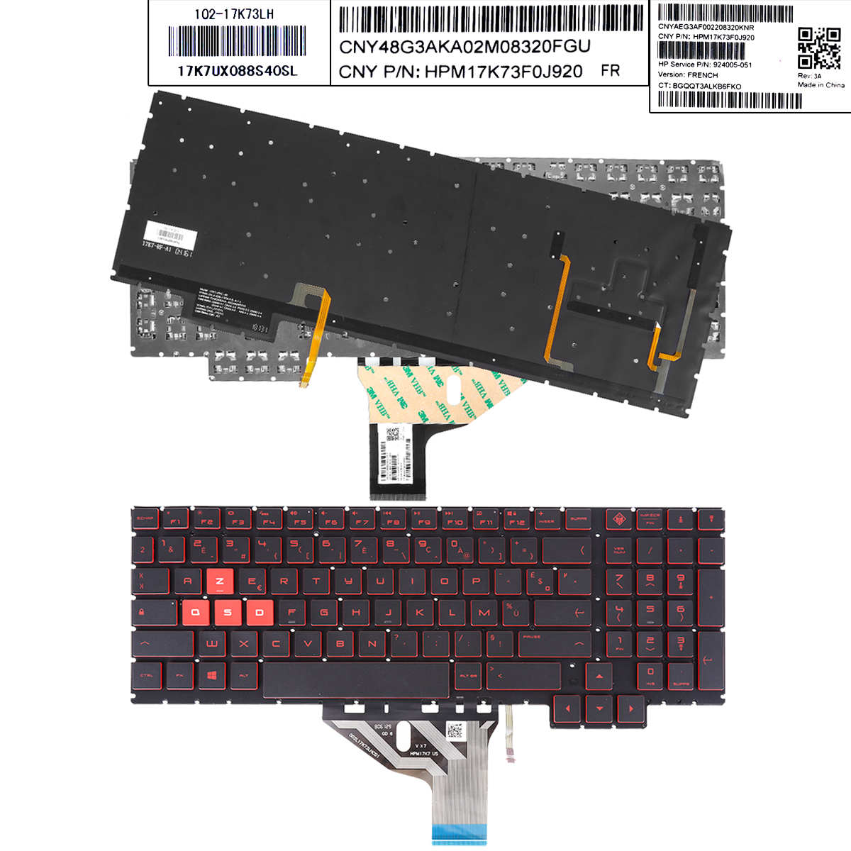 Picture of New Replacement Laptop Keyboard For HP Omen 15-ce 15-ce000 15-ce020ca 15-CE010CA 15-CE0US BLACK (Backlit,Without FRAME,Red Printing,Win8 FR Layout